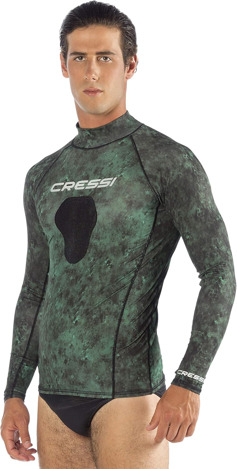 Cressi Camouflage Rash Guard for Scuba Diving Videomakers and Spearfishing - Hooded and Crew-Neck- get the Hunter equipment : Clothing