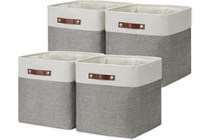 DULLEMELO 13 inch Fabric Storage Cubes 4 Pack Foldable Baskets/Bins for Home Office Organizer Closet, Shelves, Toy, Nursery