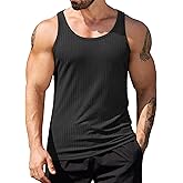 COOFANDY Men's Workout Tank Top Ribbed Knit Sleeveless Gym Muscle T Shirts Bodybuilding Tee