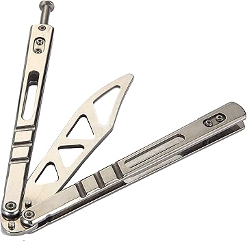 Amazon 折りたたみ戦術トレーナー練習バタフライナイフ 刃なし シルバー おもしろ雑貨 No Brand フォールディングナイフ