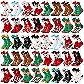 Geyoga Christmas Socks Bulk Unisex Funny Holiday Crew Socks Colorful Winter Novelty Santa Xmas Gifts for Women Men 20 Styles