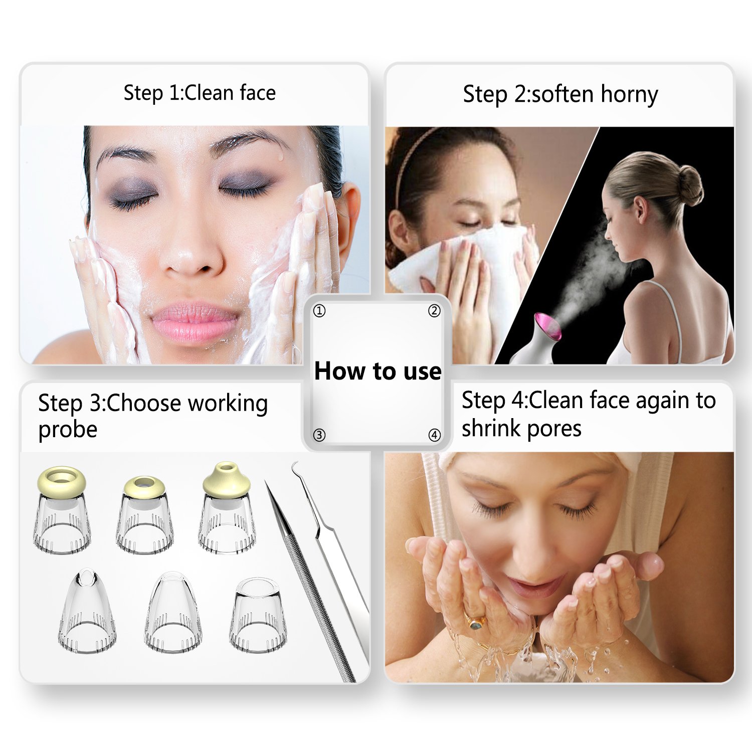 Blackhead Remover Facial Pore Cleaner Vacuum Microdermabrasion Diamond Machine Comedone Extractor Acne Removal Tool Strong Suction Cleaner with 2pcs Blackhead Tools for Free a gift for Mother (Pink)