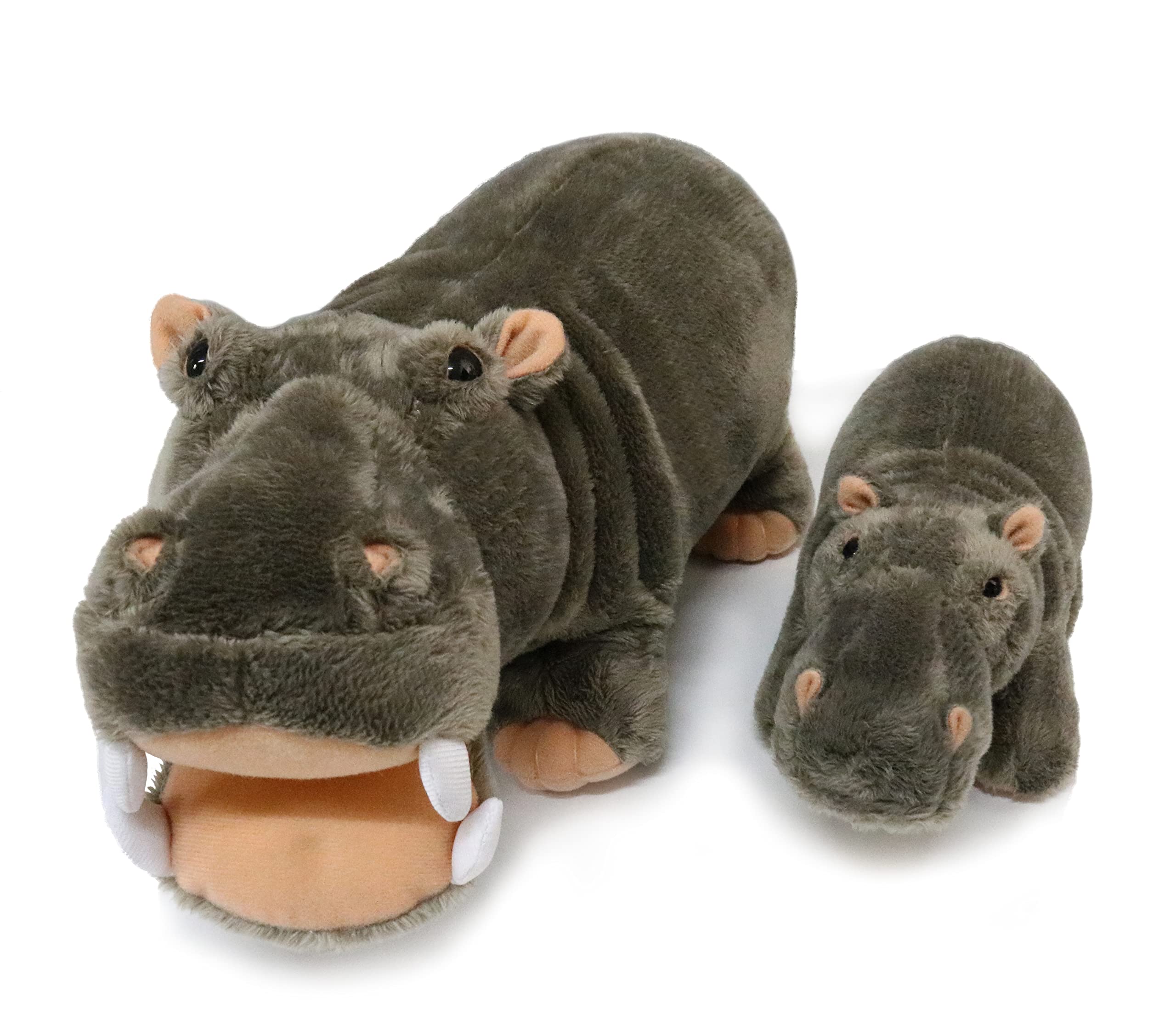 ICE KING BEAR Mom and Baby Stuffed Animals Soft Toy Set Zoo Wild Animals Plush (Hippo) (IKB) — image 1