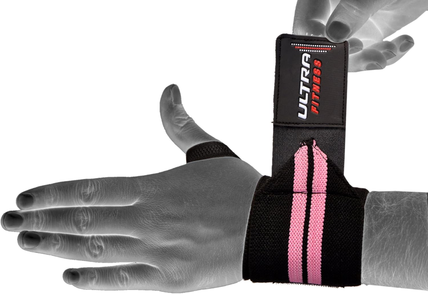 ULTRA FITNESS Pink Ladies Weight Lifting Wrist Wraps Supports Gym Training Straps bandage