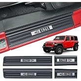 4PCS Door Sill Guards for Jeep Wrangler JL JLU 2018-2026, Door Sill Protector for 2020-2026 Gladiator JT Accessories, 304 Stainless Steel Door Entry Guard Full Coverage 4 Door (Carbon Fiber)
