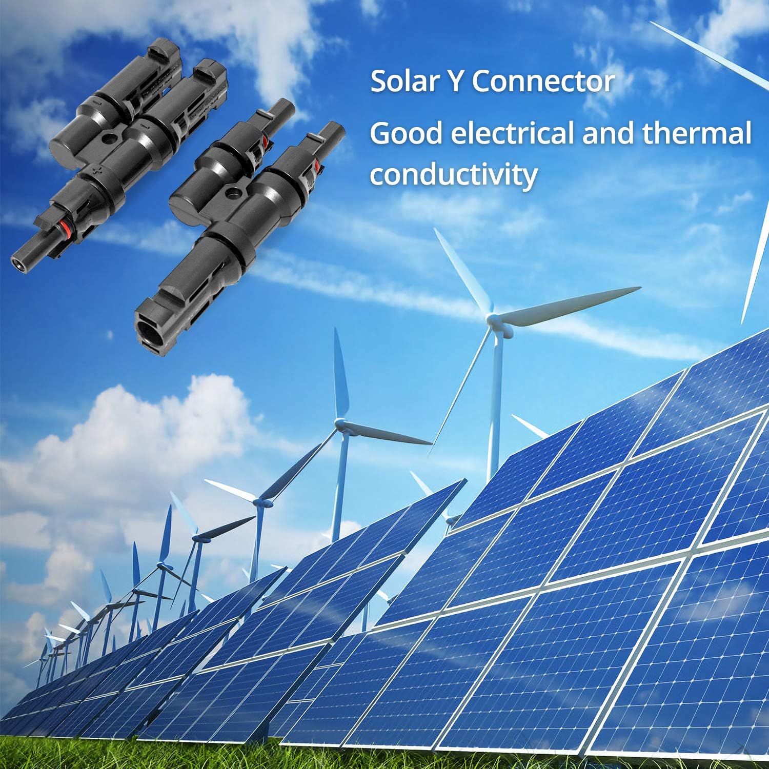 QWORK 2Pcs MC4 Solar Connector- Solar Y Branch connectors - in Pairs MFF+ FMM for Parallel Connection Between Solar Panels: Garden & Outdoor