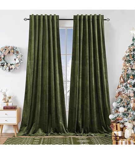 Amazon.com: Dchola Olive Green Velvet Curtains for Bedroom Window