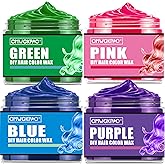 4 Colors Temporary Hair Color,Valentines Day Gifts for Kids,Gifts for Teens Boys Girls,Hair Color Spray Purple Green Blue Pink Hair Dye Color Wax,Temporary Hair Dye for Party,Halloween,Cosplay