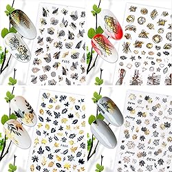 8 Sheets Summer Nail Art Stickers, Holographic 3D