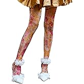 Sahabowi Women's Sheer Fashion Digital Print Fashions Stockings Metallic Silver Tights 1
