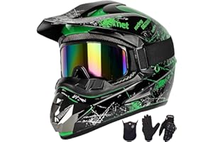 Yesmotor Youth Kids Motocross Helmet Full Face Motorcycle Dirt Bike Off-Road Mountain Bike BMX MX ATV Helmet with(Gloves Goggles Mask) 4Pcs Set - DOT Approved