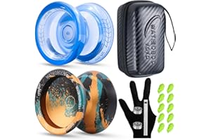WATIEOBOO 2-Piece YoYo Set (P02 yoyo + W21 Professional Metal Camouflage yo yo), Dual Mode Yoyo (Sensitive Yo-Yo and Slow Yoyo), Great for Beginners and Adults to Practice Top Finger Spin Techniques