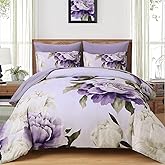 Dobuyly Purple Twin Comforter Set 5 Piece Bed in a Bag Twin Size, Purple Floral Printed on Light Purple Comforter Set with Sheets, Soft Microfiber Botanical Complete Bedding Set for All Season