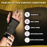 INDEEMAX Copper Infused Wrist Support Sleeve Pair Left Right Thumb Loop Black M view 3