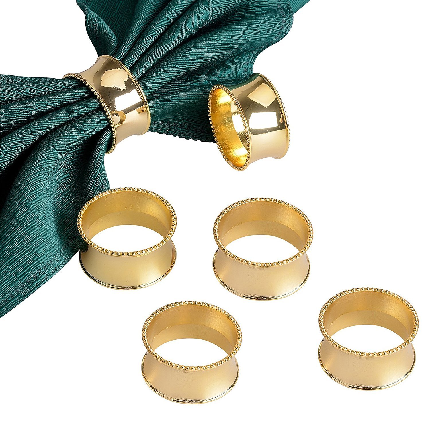 SyndechoSet of 6 Alloy Round Napkin Rings for Dinners, Wedding Parties,Christmas Gift (Gold)