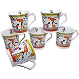 Bone China Tea And Coffee Cups - 6 Pieces, Multicolour, 150 ml