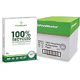 PrintWorks 100% Recycled Printer Paper 8.5" x 11" White - 20 lb Copy & Multipurpose Computer Paper - 6 Packs, 2400 Sheets - Made in the USA - 92 Bright - Printer & Copier Compatible (00018C)
