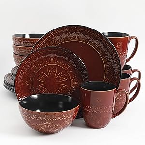 Gibson Elite Milanto 16 Piece Dinnerware Set, Red