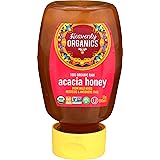 Heavenly Organics 100% Organic Raw Acacia Honey (12 oz Squeeze Bottle) Made from Wild Beehives & Free Range Bees; Dairy, Nut,