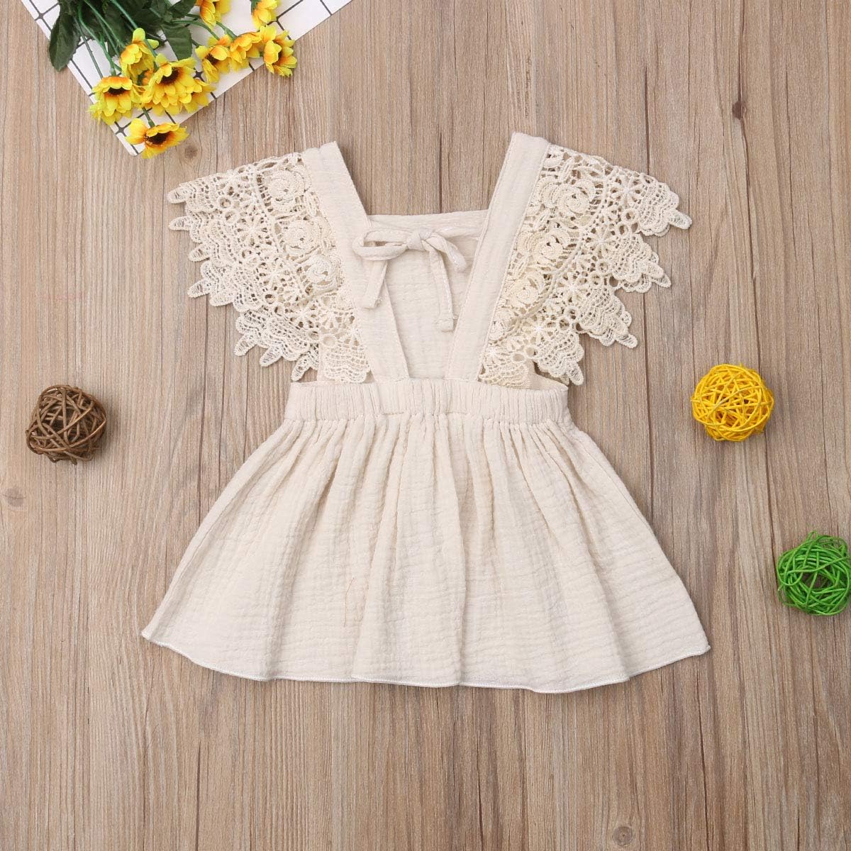 Toddler Baby Girl Infant Comfy Cotton Linen Lace Princess Overall Dress Sundress: Clothing