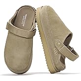 Project Cloud Genuine Suede Clogs for Women - Memory Foam Womens Clogs & Mules with Adjustable Straps - Lightweight Platform Shoes Non-Slip Slides (Goldstar, TAUP, 8)