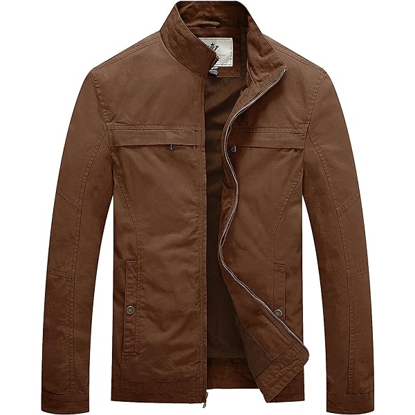 WenVen Men's Lightweight Cotton Military Jacket Spring Outwear