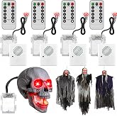 Jowwcen 12 Pcs Halloween Horror Sound Effects Box with Glowing LED Eyes | Remote Timer Control, Red Lamp Effects, 8 Flashing Modes, Halloween Decoration, Sound Machine, Halloween Decoration