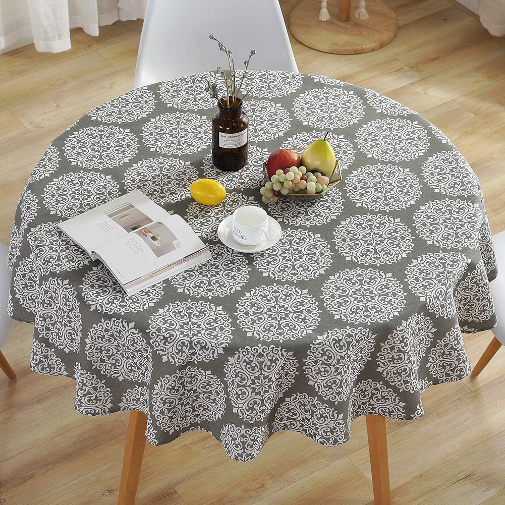 Modern Nordic Style Gray Floral Pattern Tablecloth NonSlip Cotton
