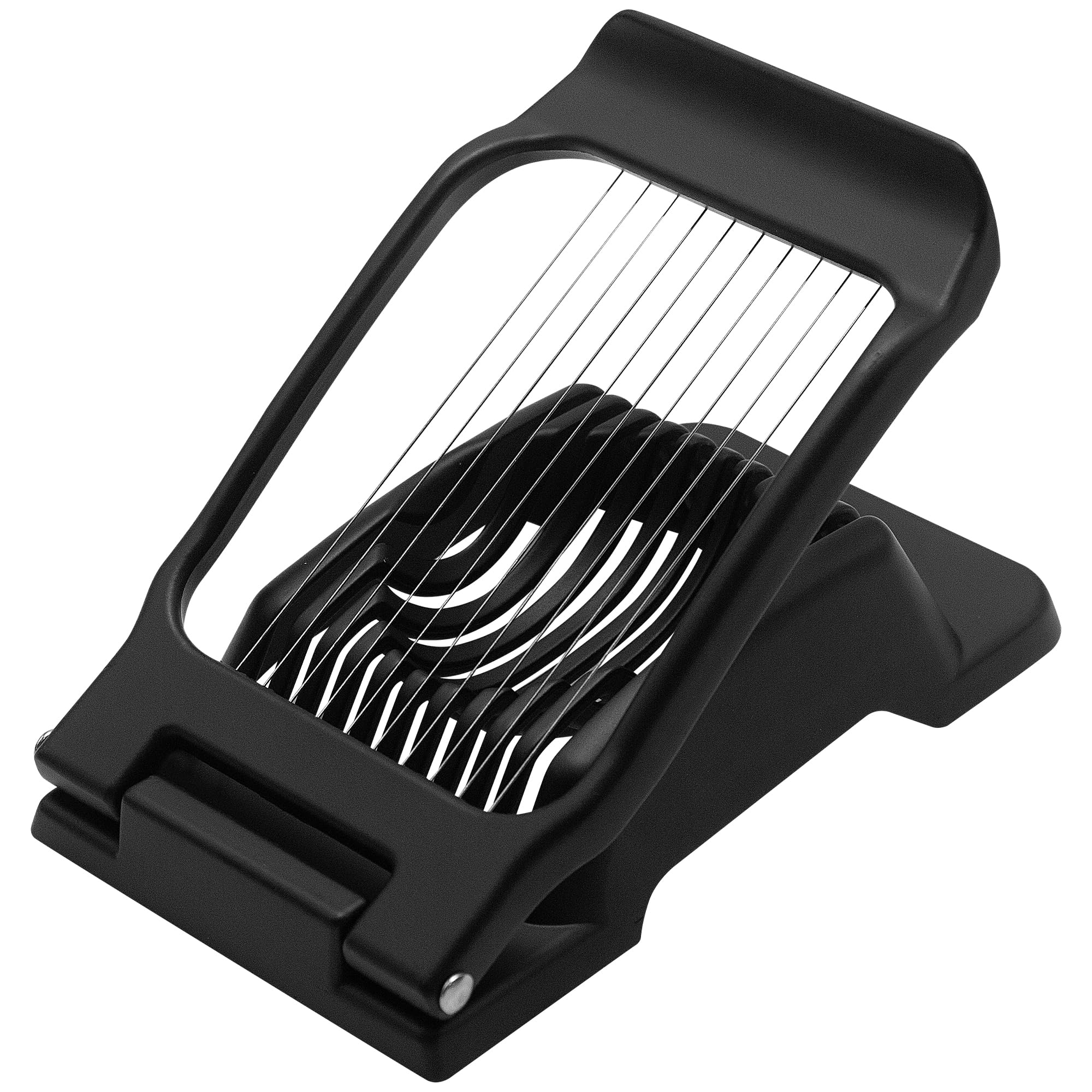 Egg Slicer, Heavy Duty Metal Egg Slicer Cutter for Boiled Eggs Dishwasher Safe, Manual Eggs Slicer Cutting Wire Made of Stainless Steel for Kitchen, Black