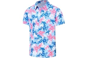 RAISEVERN Boys Polo Shirt Hawaiian Golf Collared Performance Tops Kids Short Sleeve 5-14 Years