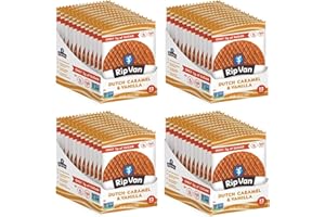 Rip Van Wafels Dutch Caramel & Vanilla Stroopwafels - Healthy Snacks - Non GMO- Keto Friendly - Office Snacks - Low Sugar (3g) - Low Calorie- 48 Pack