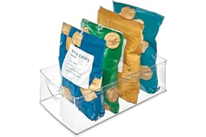 INTERDESIGN iDesign Recycled Plastic Cabinet and Pantry Storage Bin with Integrated Handles – 16” x 8” x 5”, Clear Bin