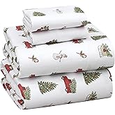 RUVANTI Flannel Sheets King Size - 100% Cotton Double Brushed King Bed Sheets Set - Deep Pockets 16 Inches - All Seasons Breathable & Extra Soft - Warm & Cozy, 4 Piece, Holiday Haul