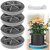 Self Watering Pot Base - 4 Pcs 12 inch Auto Watering System for 5 Gallon Fabric Pots, Plastic Elevated Plant Saucer Stand, Outdoor Garden Infinity Watering Base Plant Water Tray