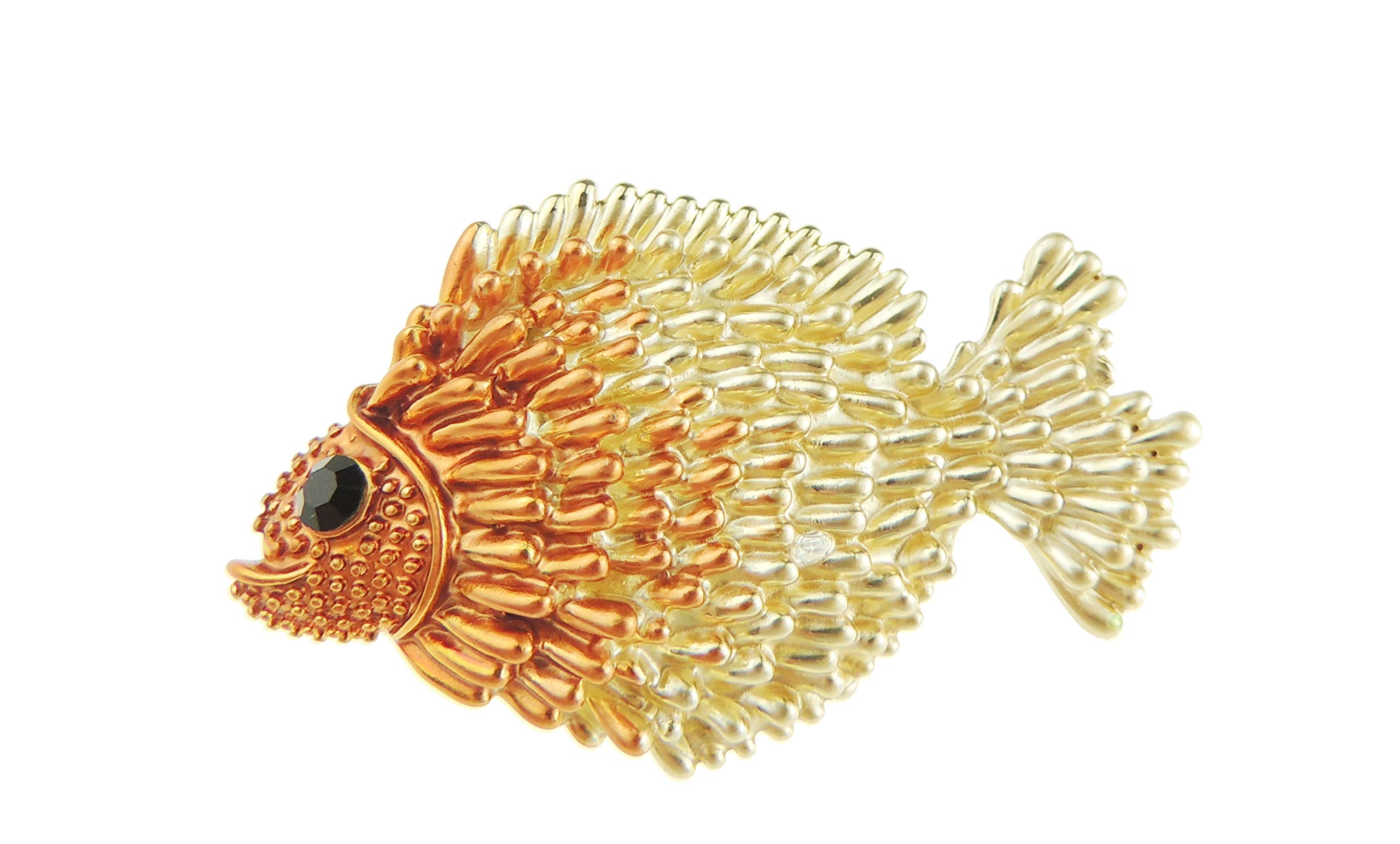 Cute Womens Wedding Christmas Birthday Gift Coat Scarf Coat Jacket Shawl Mother Groom Bride 3D Speckled Enamel Scorpion Tropical Piranha Fish Brooch Badge Breastpin Corsage Pin (Gold)