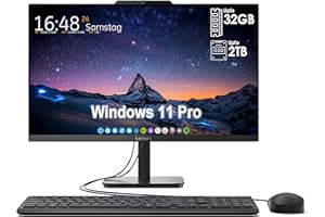 Lenovo All-in-One Desktop with Intel 4-Core Processor| 24 inch Full HD Display| 16GB DDR4 RAM, 512GB PCIe SSD| WiFi 6| Bluetooth| USB, Ethernet Ports| Windows 11 Pro| HDMI Out for External Display