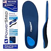 PowerStep ProTech Full Length Orthotic Insoles, Medical Grade Arch Support Inserts for Plantar Fasciitis Relief, Heel Pain, Maximum Cushioning, Memory Foam Orthotics, Made in The USA, M 6-6.5, W 8-8.5