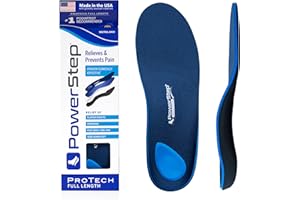 PowerStep ProTech Orthotic Insoles - Medical Grade Arch Support Inserts for Plantar Fasciitis Relief - Made in USA - Maximum Cushioning + ShockAbsorb Orthotics (M 7-7.5 W 9-9.5)