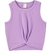 PATPAT Girls Kids Solid Cute Athletic Dance Shirts Tank Crop Tops Preppy Clothes Outfits for Girls Size 6-12Y