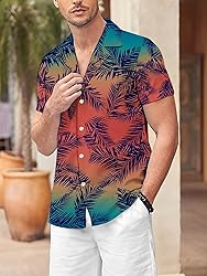 LuckLemocor Hawaiian Shirt Mens Vacation Casual