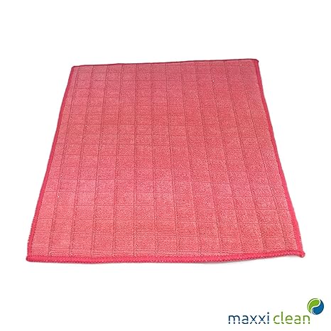 Maxxi Clean Hygiene Schwammtuch in rot - 99% weniger Bakterien im Reinigungstuch dank Silber-Ionen, geruchsneutral, schonend 