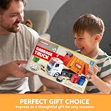 JOYIN Garbage Truck Toy with Light and Sounds Orange 3 Trash Cans view 7