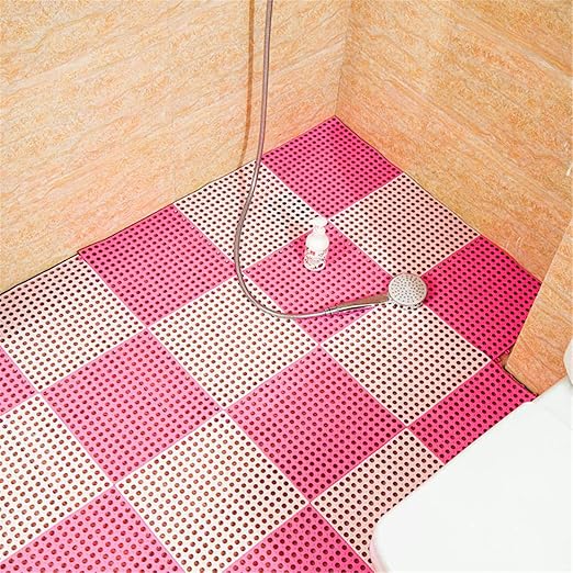 Amazon Qd Sgmp お風呂マット 滑り止め バスマット 防カビ 浴室マット すのこ 洗い場マット 浴槽マット 大判 転倒防止 介護用 8枚 ホウイト ピンク 風呂マット すのこ ホーム キッチン オンライン通販