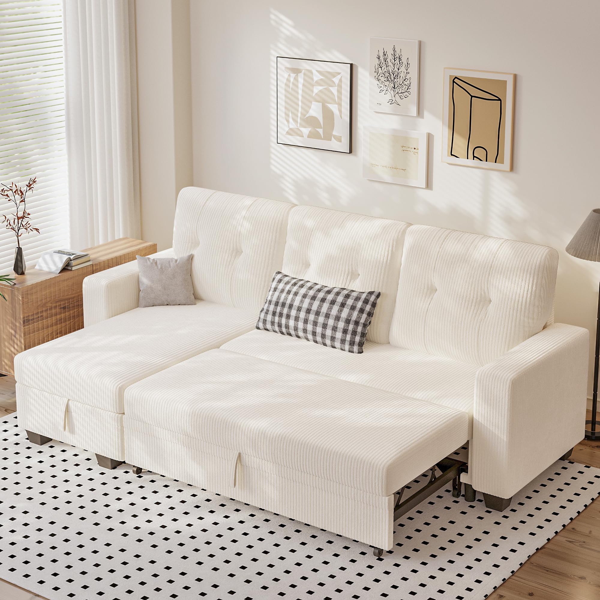 Photo 1 of (truck/trailer pick up only)
Homall Sleeper Sofa Bed, Couch with Pullout Bed and Reversible Storage Chaise, L Shaped Sofas for Apartment, Small Space (Corduroy, Cream)