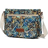 Malirona Women 's Durable Floral Crossbody Bag Canvas Messenger Handbag Multi Pocket Travel Satchel Purse