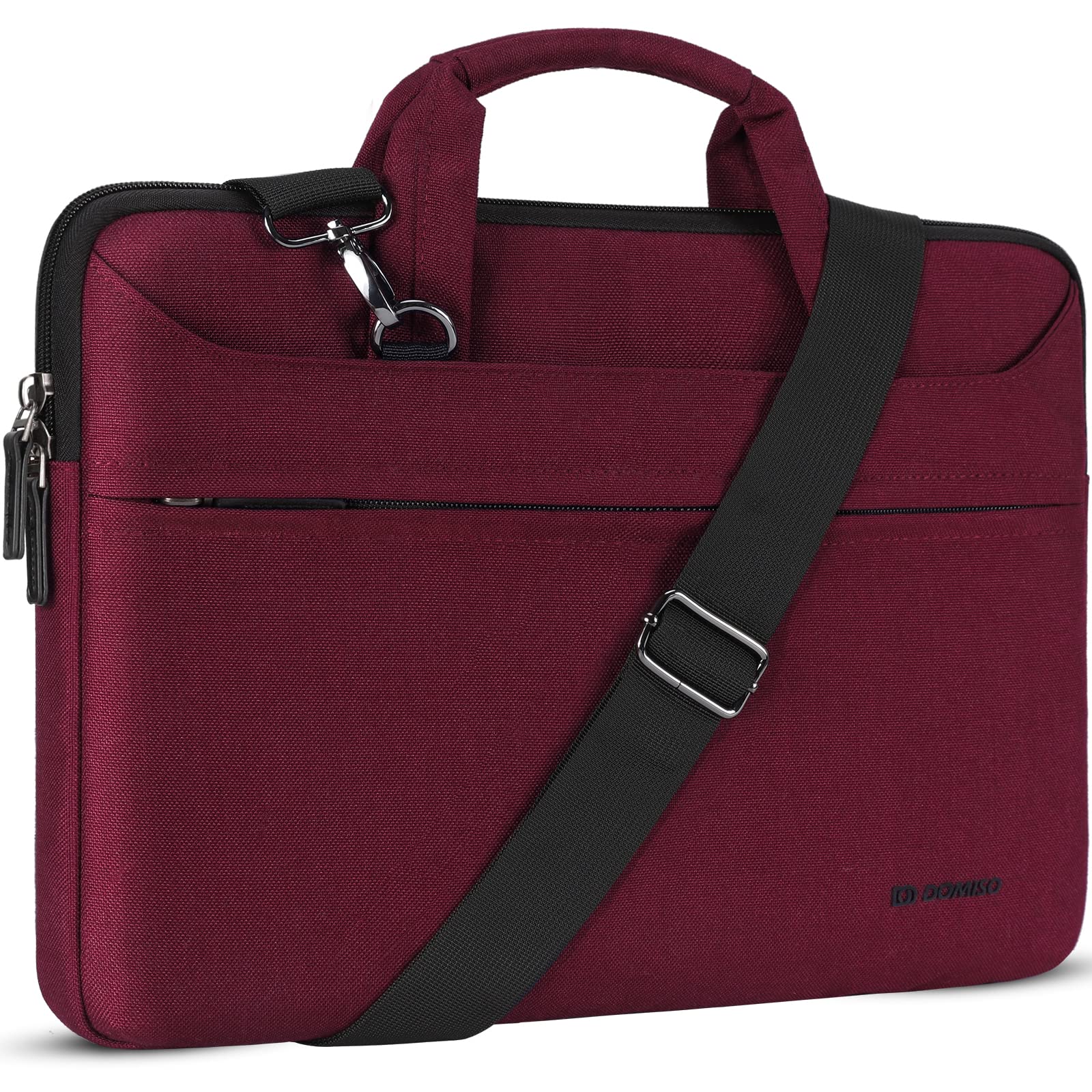 DOMISO 15.6 inch Laptop Sleeve Shoulder Bag Water-Resistant Protective Messenger Bag Business Briefcase for 15.6" Notebooks/15.6" Lenovo Yoga Chromebook Ideapad/Dell Latitude/HP Envy/ASUS/Acer,Fuchsia