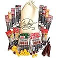 Jerky Gift Basket for Men & Women - 26pc Jerky Variety Pack of Beef, Pork, Turkey & Ham Snack Sticks - Meat and Cheese Gift S