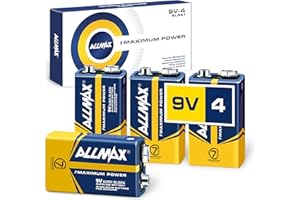 ALLMAX BATTERY Allmax 9V Maximum Power Alkaline Batteries (4 Count) – Ultra Long-Lasting, 7-Year Shelf Life, Leakproof Design, Maximum Performance