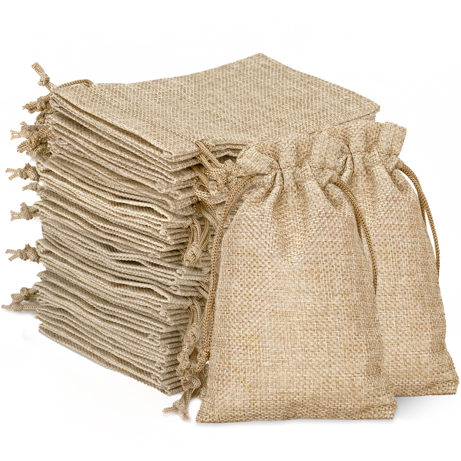 G2PLUS 20 PCS Small Burlap Gift Bags, 10 x 15 cm Linen Drawstring Pouches for Advent Calendar, Gifts and Reindeer Food