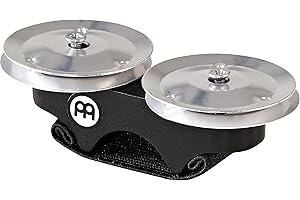 Meinl Percussion Finger Jingle Tambourine for Cajons, Bongos, Djembes, Congas and Hand Drums — NOT MADE IN CHINA — Aluminum, 2 YEAR WARRANTY, FJS1A-BK